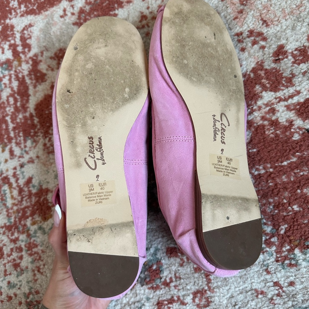 Circus NY by Sam Edelman Zuri Suede Cross Over Bow Ballerina Pink Flats - Picture 8 of 8
